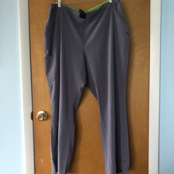 Jockey Relaxed Fit Drawstring Scrub Pants in Pewter w/Lime Green Detail 2X - Picture 2 of 7
